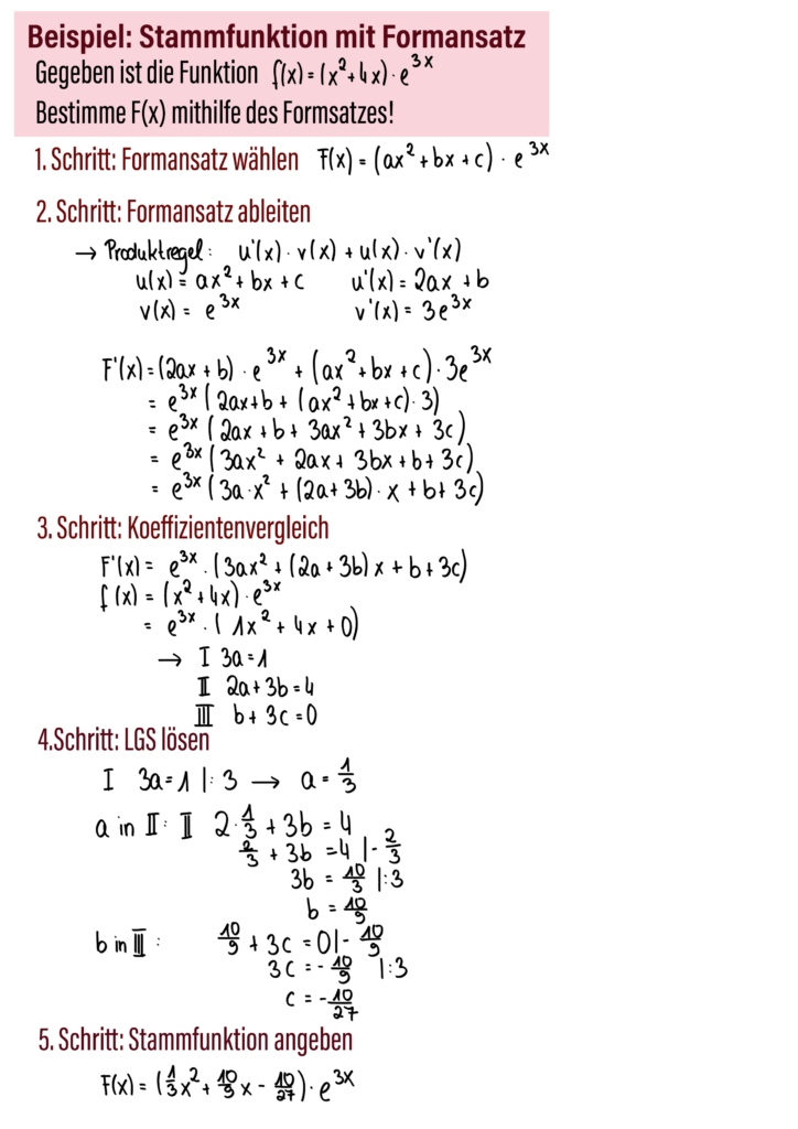Beispiel Stammfunktion Mit Formansatz